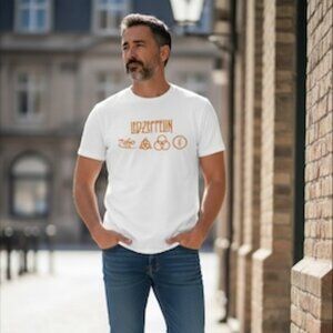 Led Zeppelin Zoso Band T Shirt White‎ 2XL Tee Short Sleeve 100% Cotton NWOT